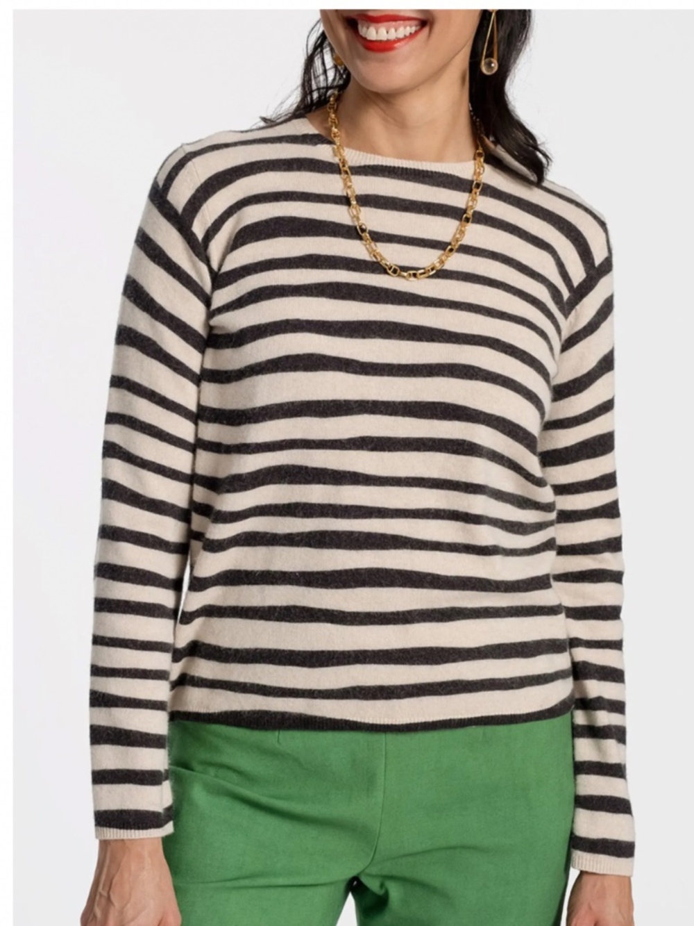 NWOT, FRANCES VALENTINE, HONEY CREWNECK IN PAINTERLY STRIPE